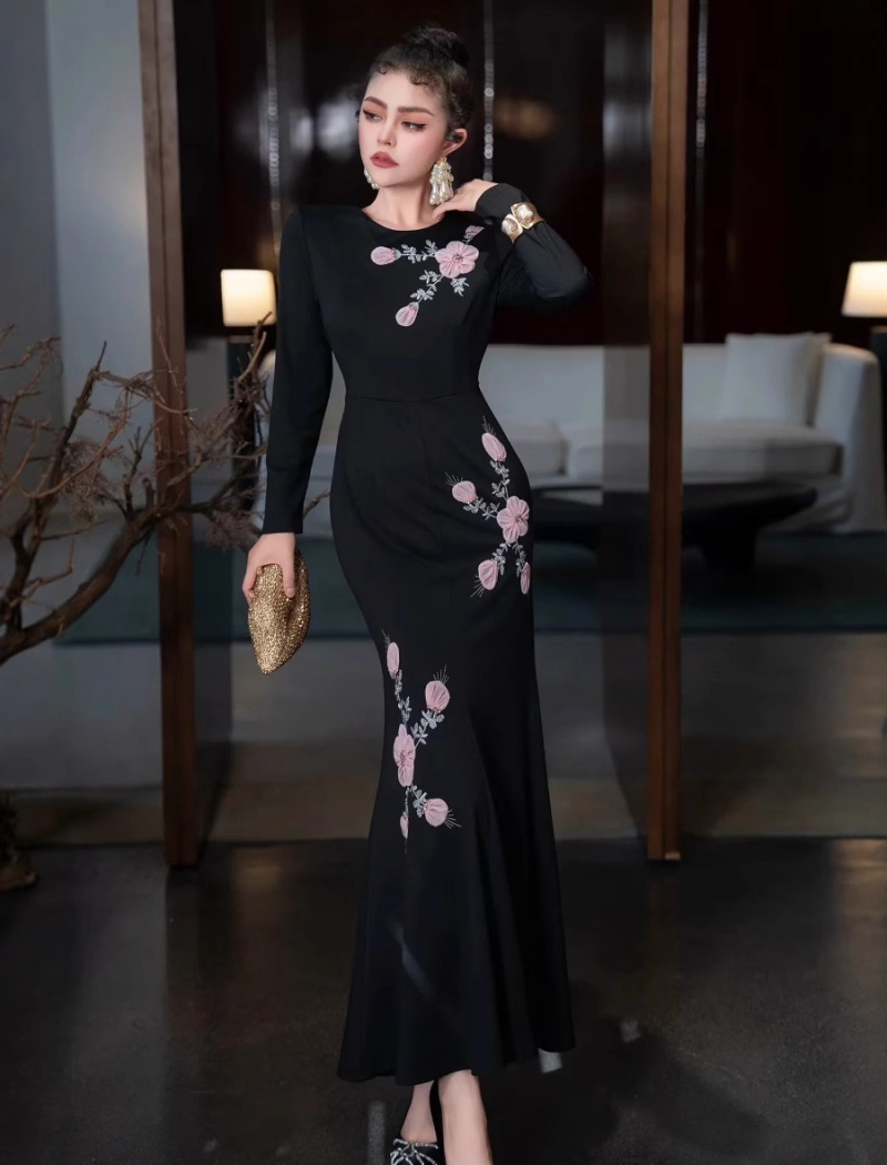 Mermaid temperament long sleeve sequins dress for women