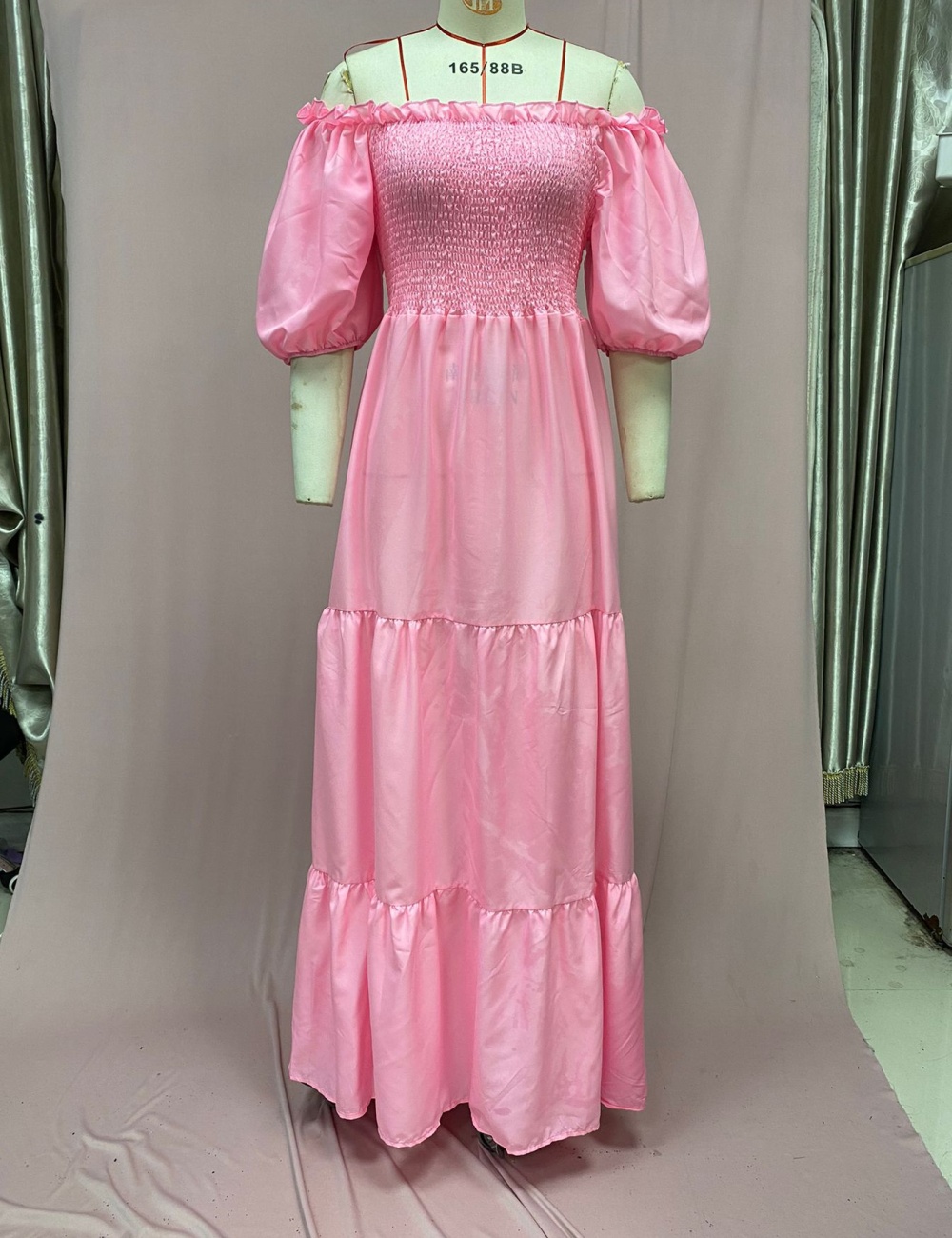 European style flat shoulder dress for women