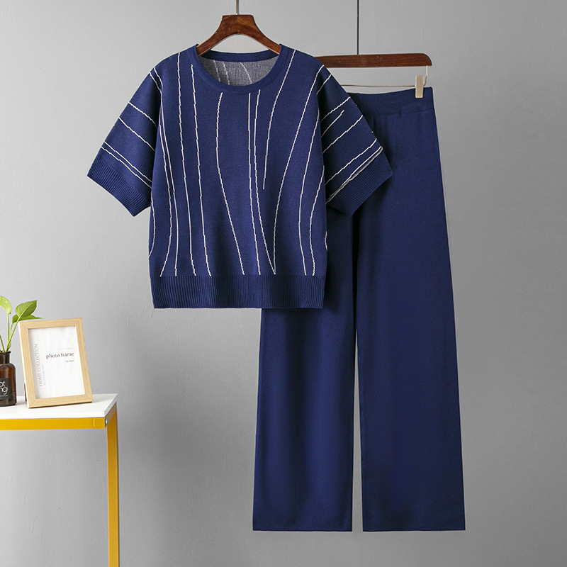 Summer slim wide leg pants 2pcs set for women