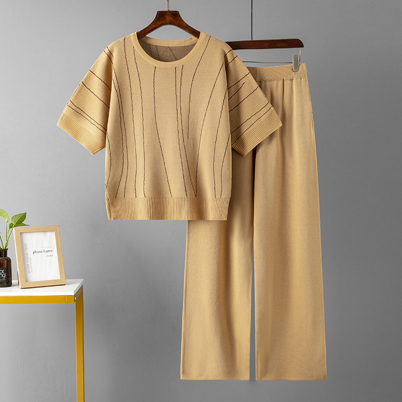 Summer slim wide leg pants 2pcs set for women