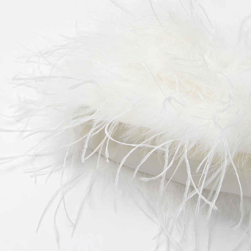 A-line sleeveless splice pure feather dress for women