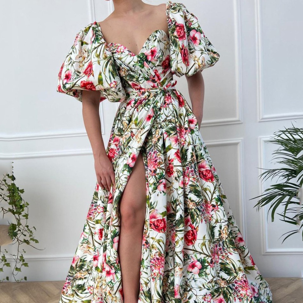 Short sleeve big skirt slim chiffon dress for women