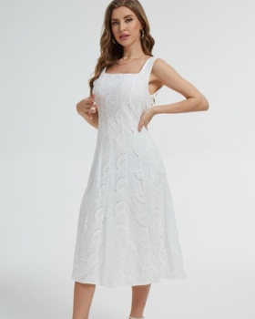 Slim European style dress A-line long dress for women