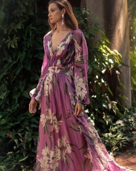 Big skirt printing dress summer long dress for women