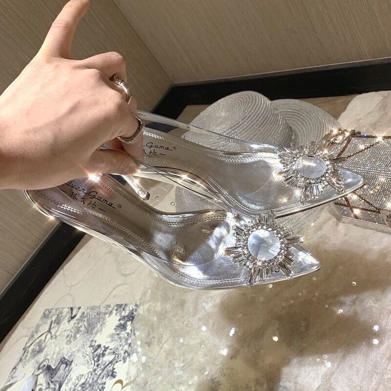 Crystal fine-root shoes autumn high-heeled shoes for women