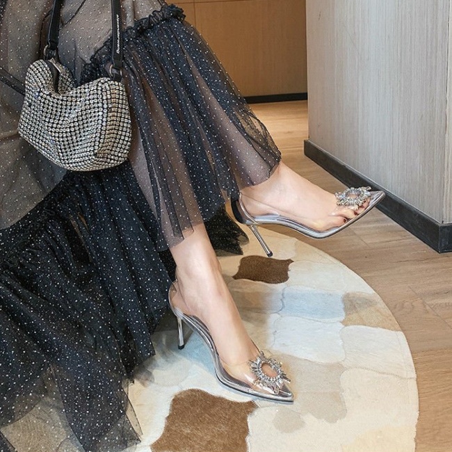 Crystal fine-root shoes autumn high-heeled shoes for women