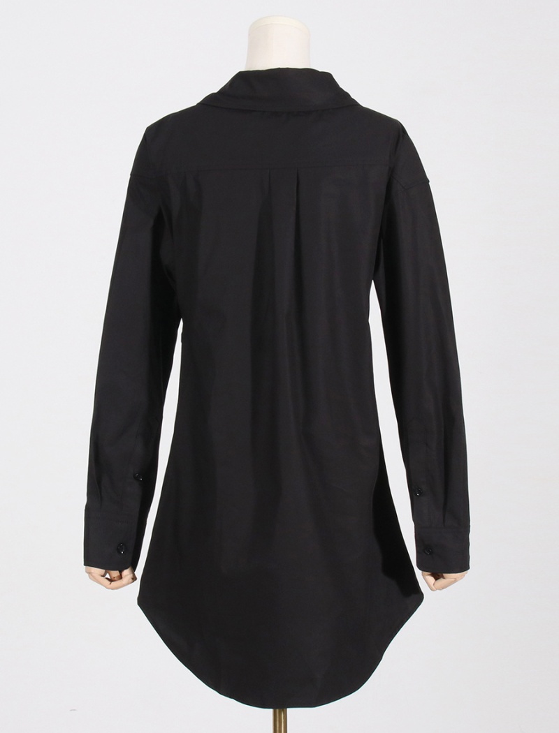 Crystal decoration fashion shirt lapel dress