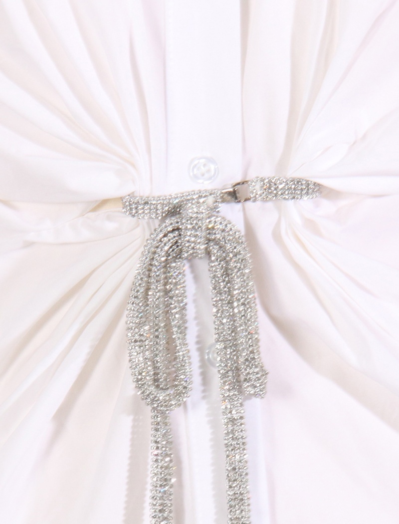 Crystal decoration fashion shirt lapel dress