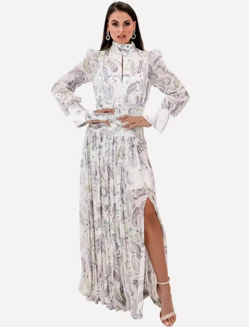 High split seaside jumpsuit silk printing long dress
