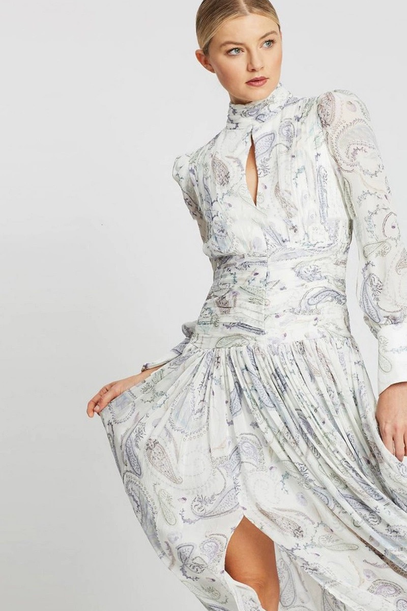 High split seaside jumpsuit silk printing long dress