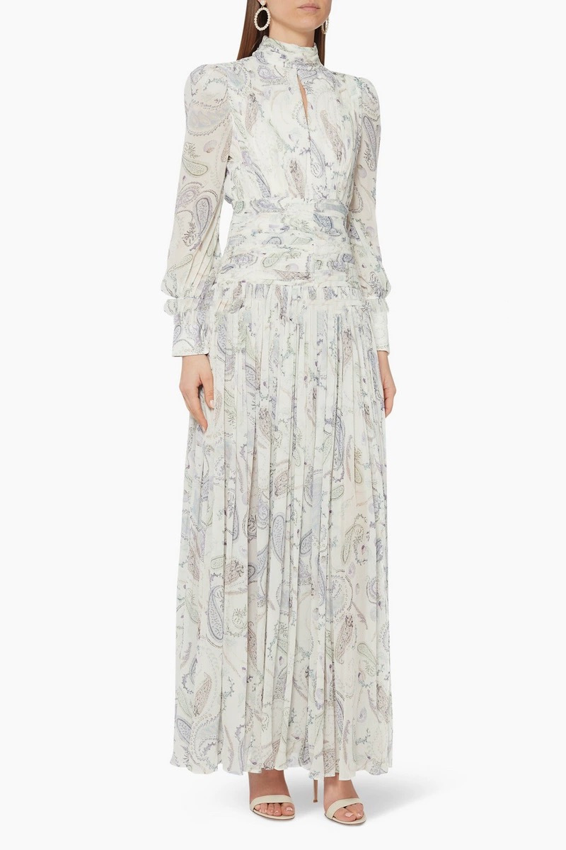 High split seaside jumpsuit silk printing long dress