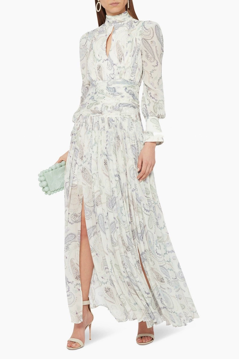 High split seaside jumpsuit silk printing long dress
