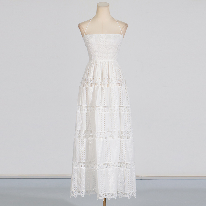 Temperament wrapped chest sleeveless horizontal collar dress