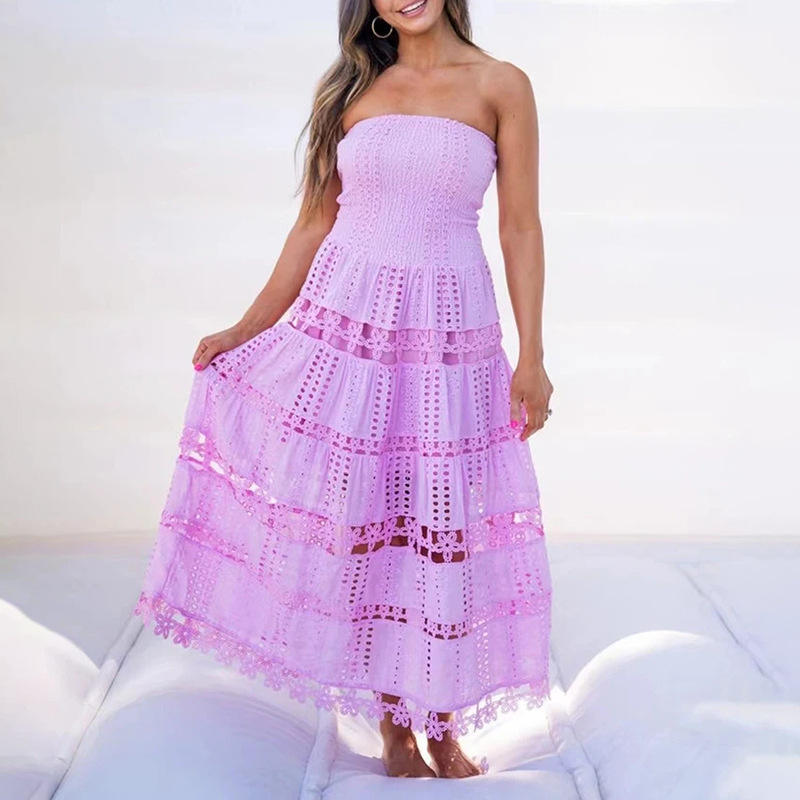 Temperament wrapped chest sleeveless horizontal collar dress