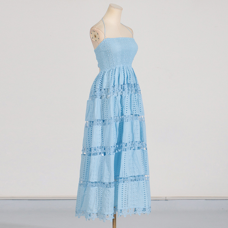 Temperament wrapped chest sleeveless horizontal collar dress