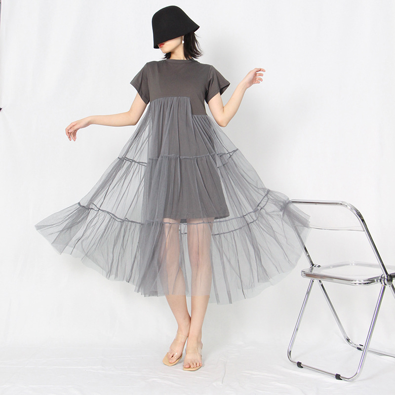 Pure fashion round neck short sleeve dress for women