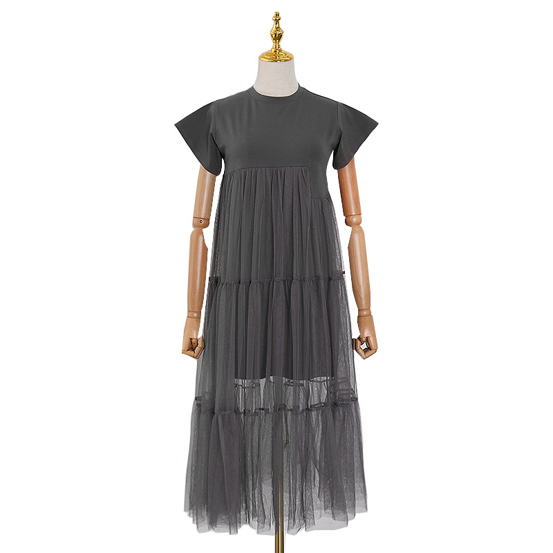 Pure fashion round neck short sleeve dress for women