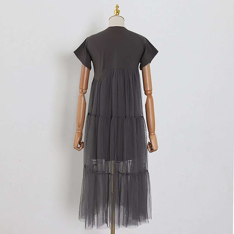 Pure fashion round neck short sleeve dress for women