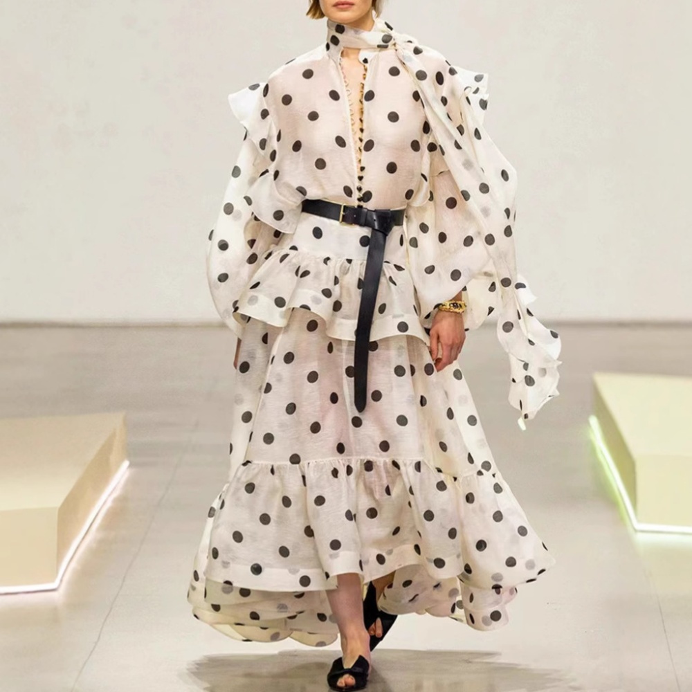 Polka dot skirt tops a set for women