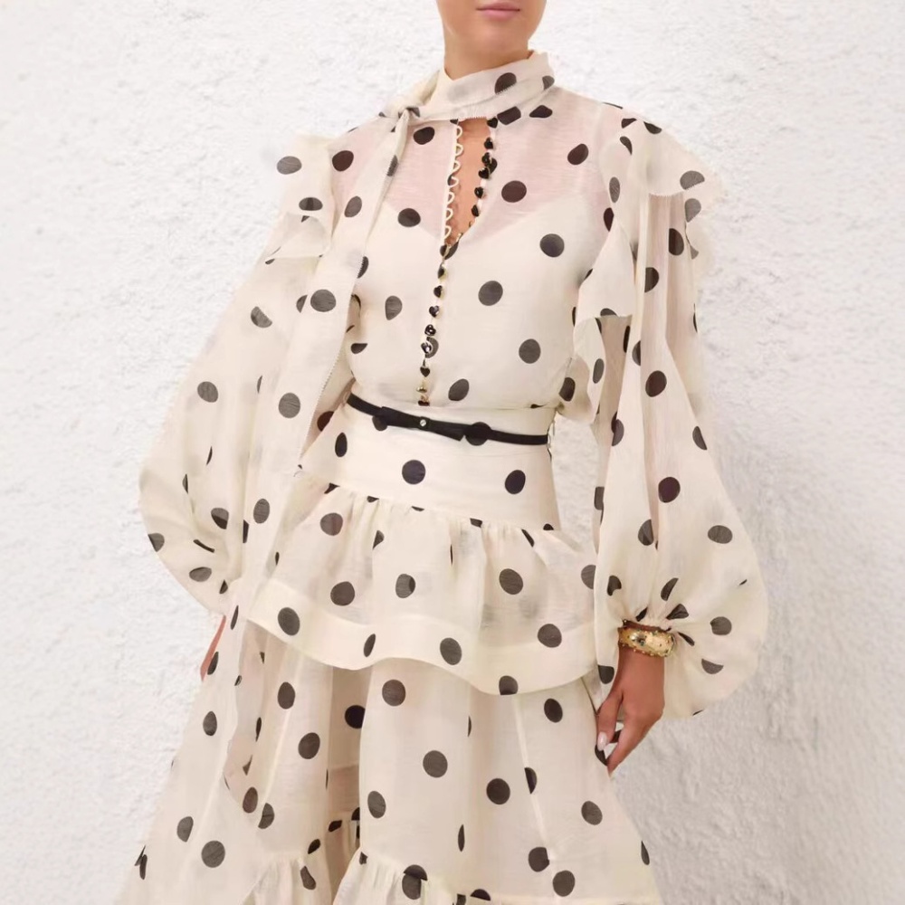 Polka dot skirt tops a set for women