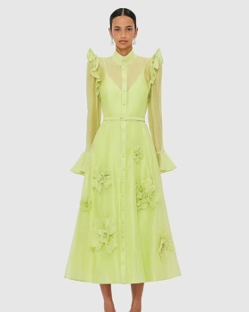 Stereoscopic long dress single-breasted dress for women