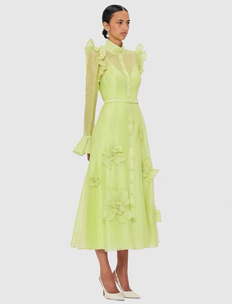 Stereoscopic long dress single-breasted dress for women