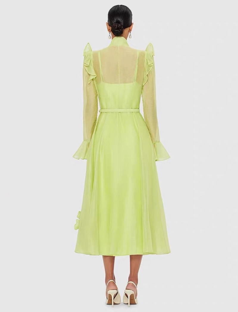 Stereoscopic long dress single-breasted dress for women