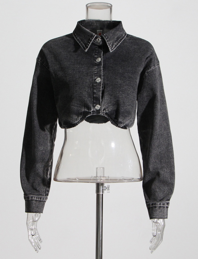 Gray summer coat denim irregular skirt 2pcs set for women