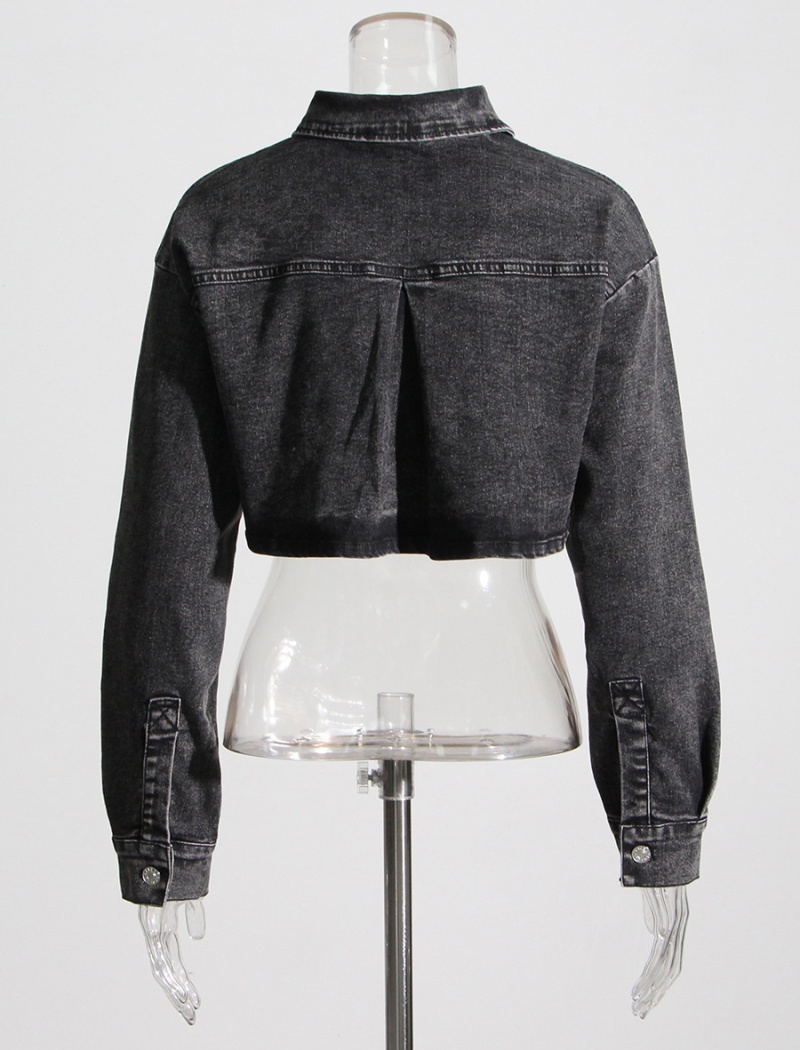 Gray summer coat denim irregular skirt 2pcs set for women