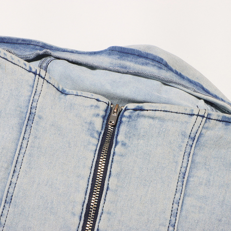 Short denim T-back wrapped chest slim dress
