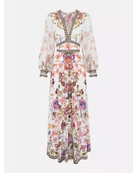 Temperament V-neck jumpsuit elegant long dress for women