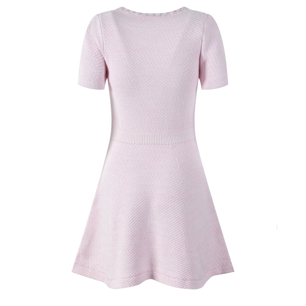 Show young commuting pink dress V-neck chanelstyle T-back