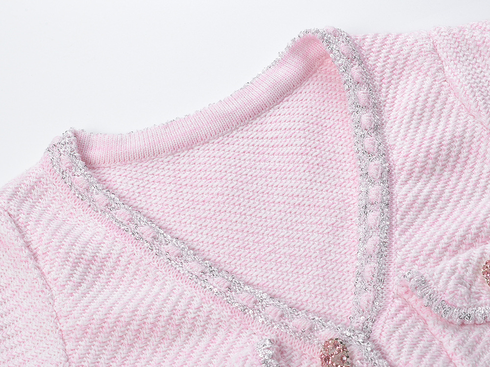 Show young commuting pink dress V-neck chanelstyle T-back