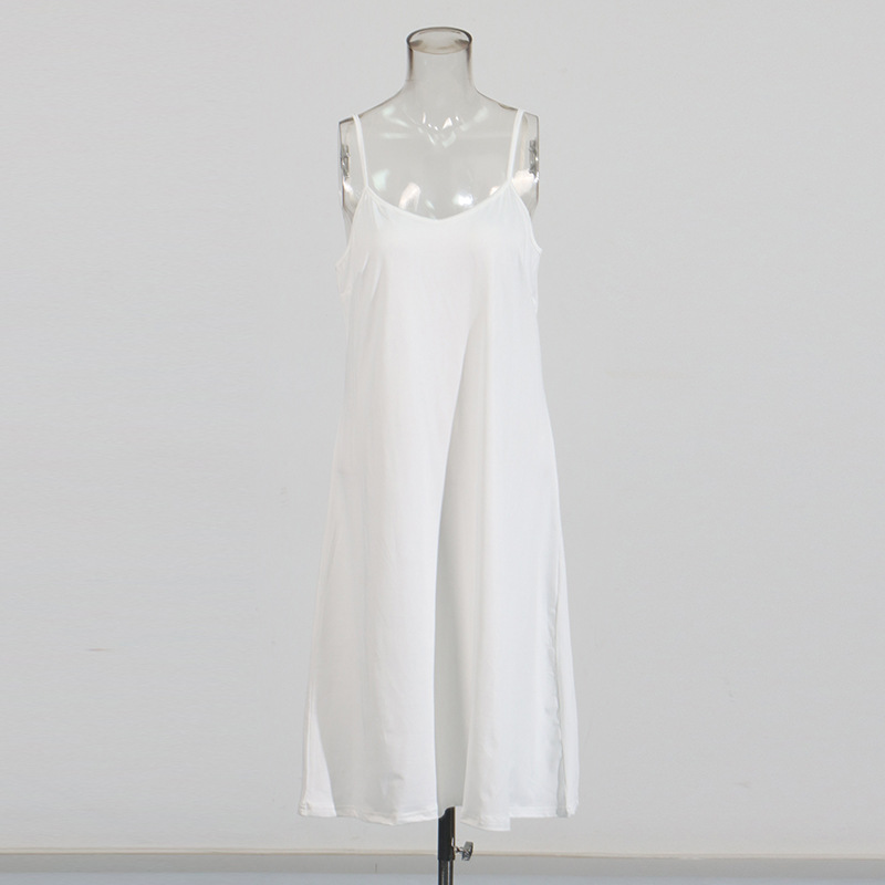 Retro summer long dress round neck single-breasted dress