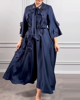 Long splice frenum fashion flowers lotus leaf summer dress