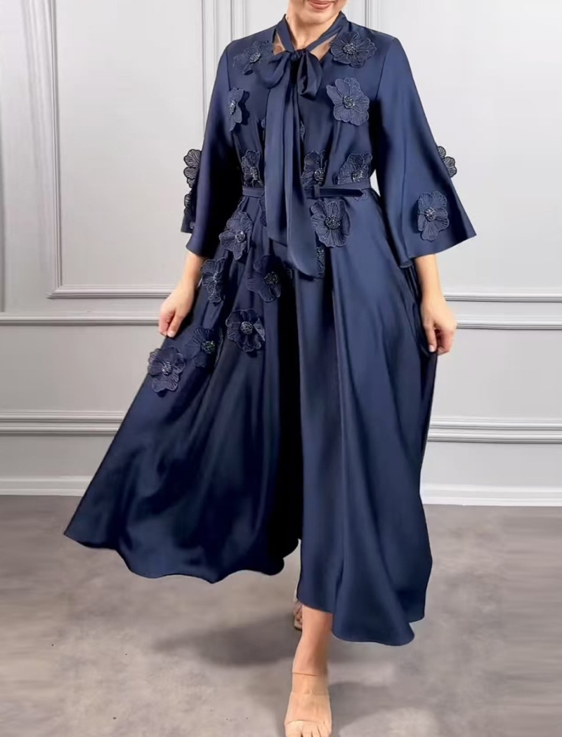 Long splice frenum fashion flowers lotus leaf summer dress