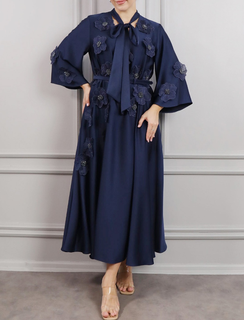 Long splice frenum fashion flowers lotus leaf summer dress