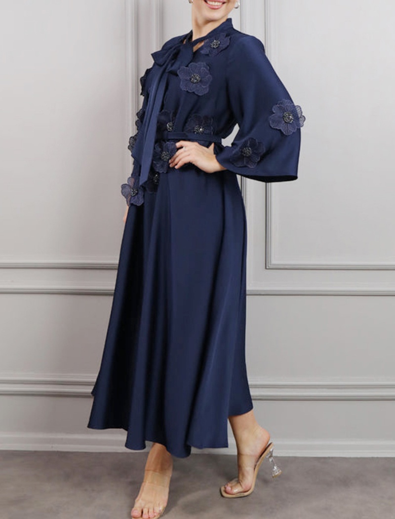 Long splice frenum fashion flowers lotus leaf summer dress