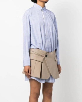 Splice niche skirt stripe long shirt 2pcs set for women