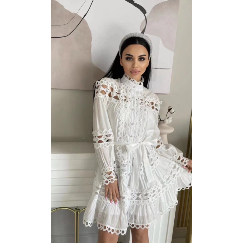 Stereoscopic loose light luxury spring hollow dress
