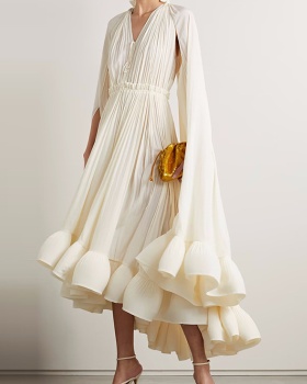 Pinched waist personality long dress V-neck dress for women