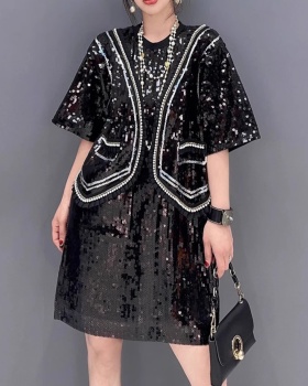 Splice sequins T-shirt temperament dress