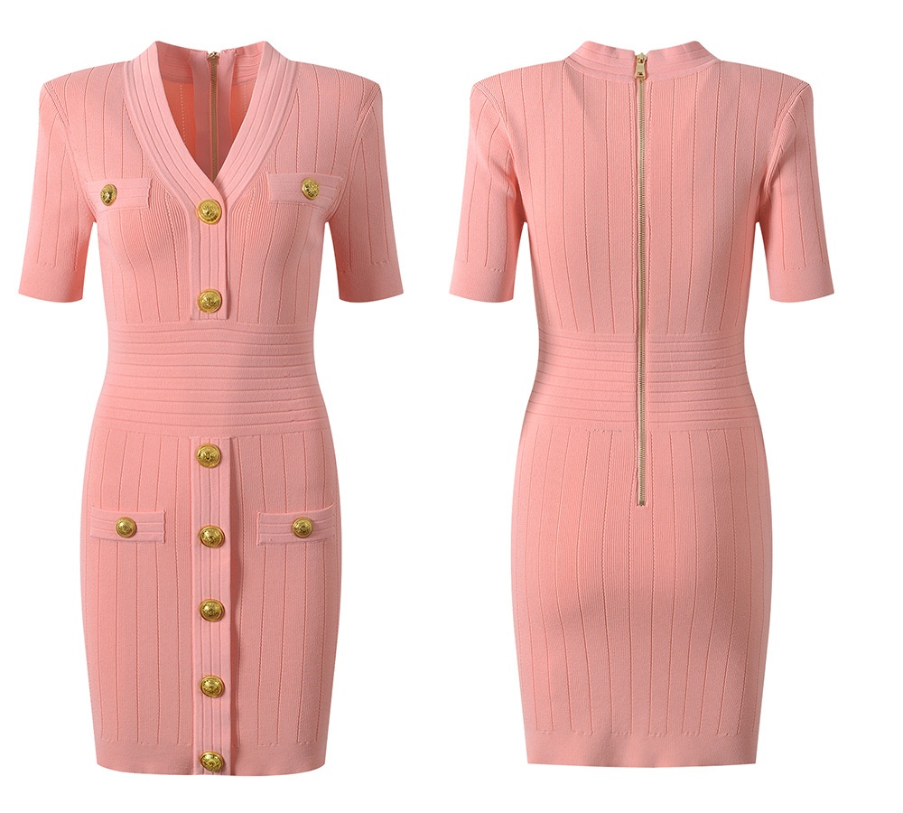 Temperament spring and summer short sleeve light luxury dress