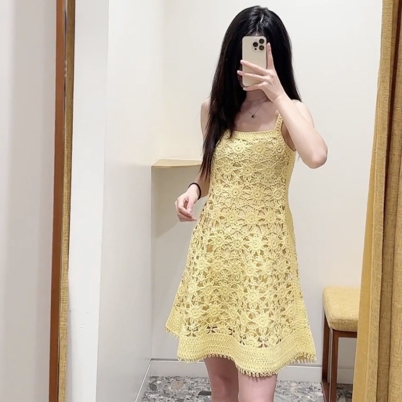 Knitted colors weave sling France style dress for women