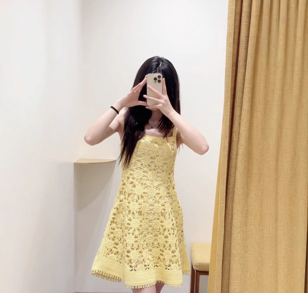 Knitted colors weave sling France style dress for women