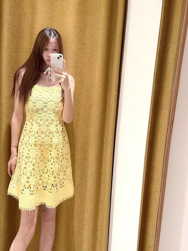 Knitted colors weave sling France style dress for women