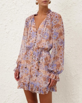 Lotus leaf edges retro jumpsuit summer tops for women