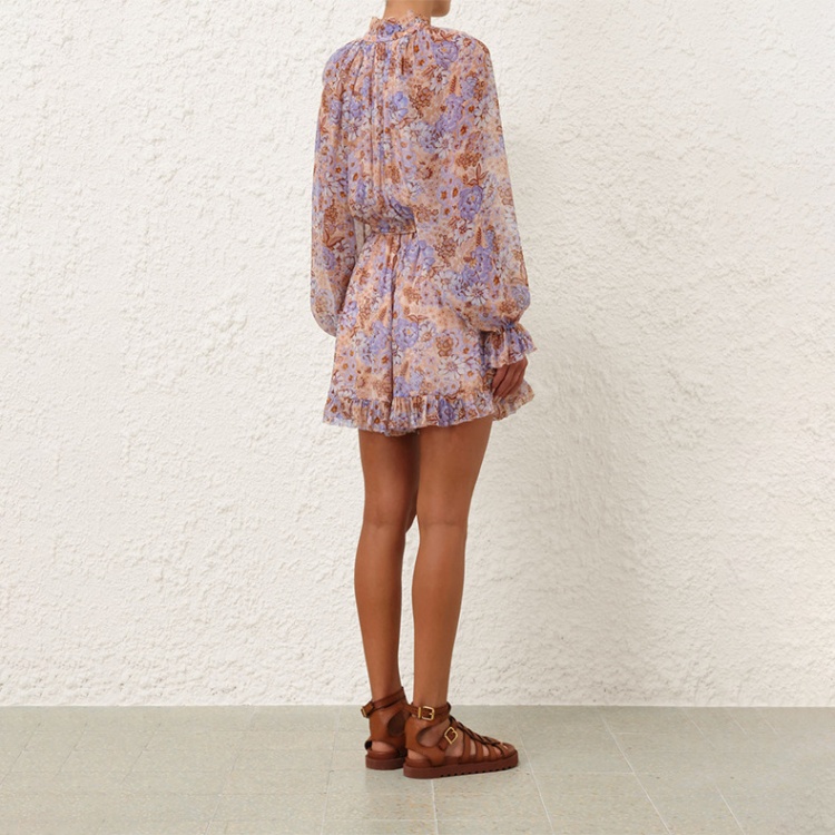 Lotus leaf edges retro jumpsuit summer tops for women