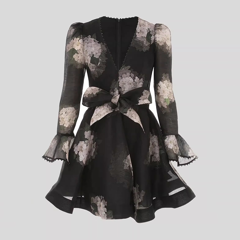 Frenum pinched waist dress temperament T-back for women