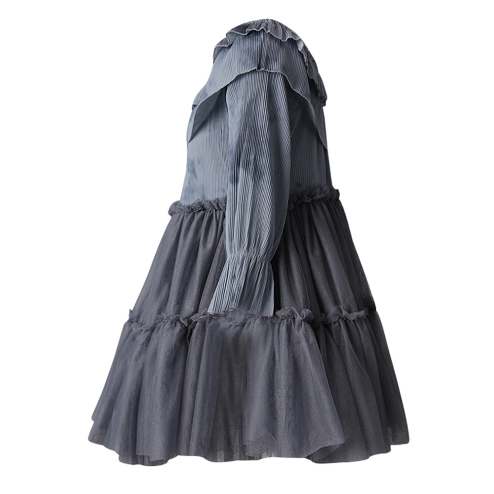 Lotus leaf edges splice T-back ink elegant dress